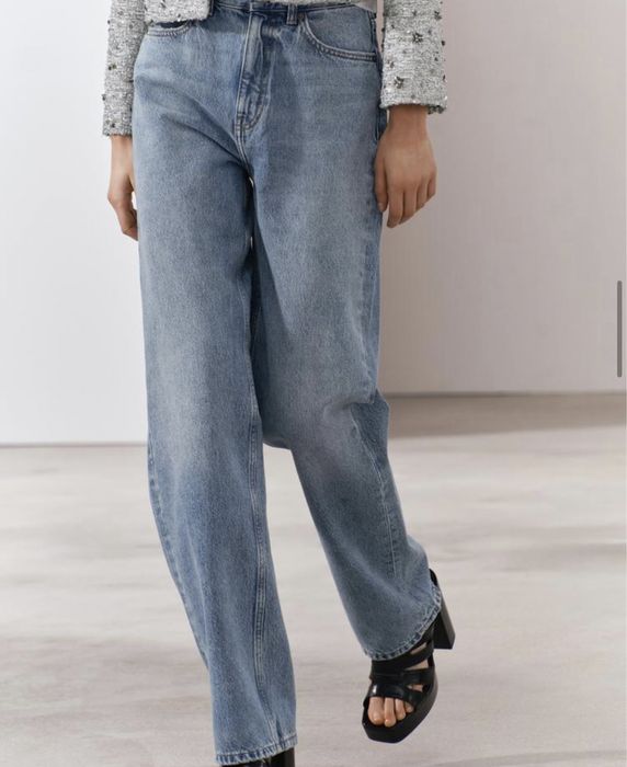 Блакитні сині жіночі прямі джинси zara висока посадка нові