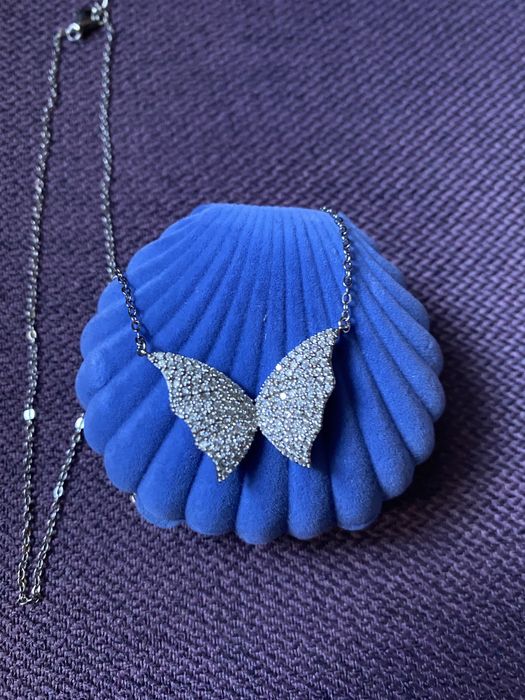 Srebrny łańcuszek motyl srebro 925 cyrkonie