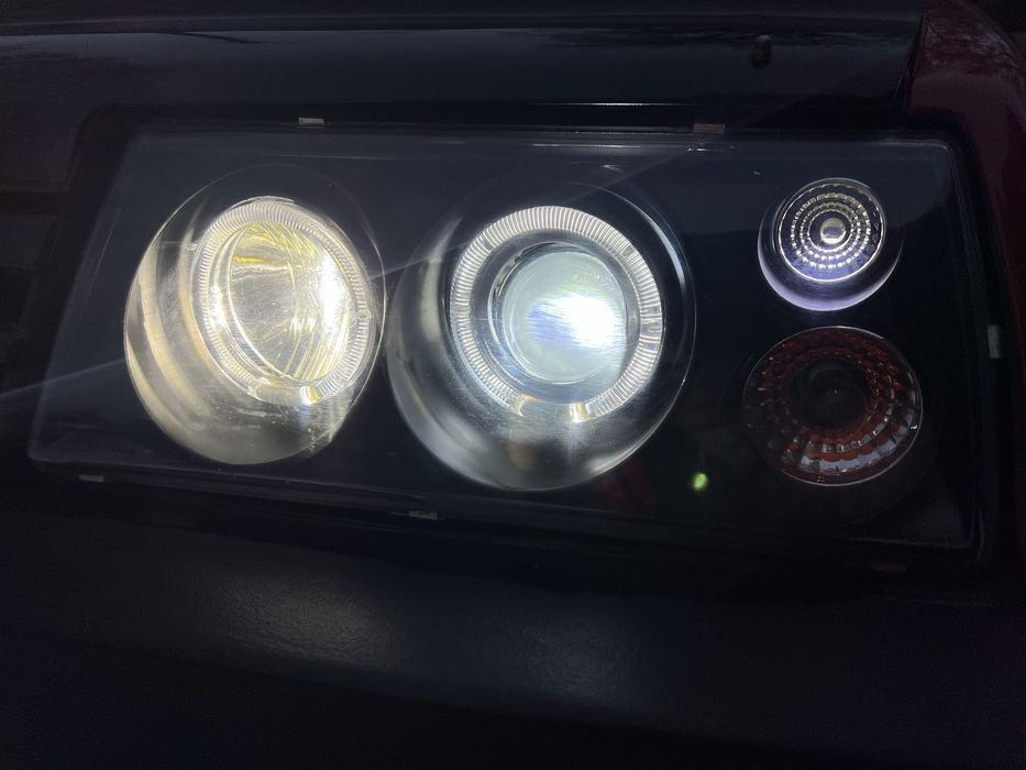 Фары ваз 2108,2109,099 тюнинг Ангельские глазки с линзой черные