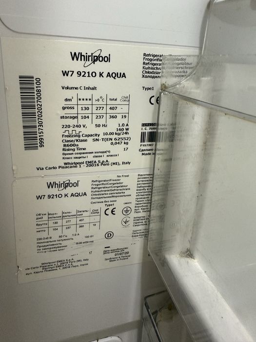 Lodówka Whirpool W7 9210 K AQUA