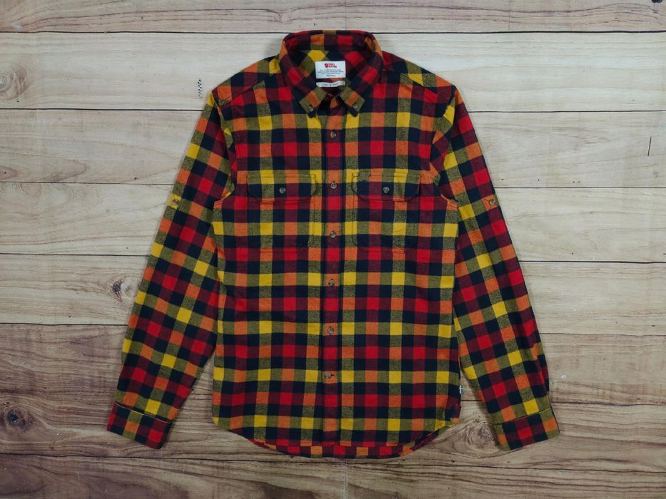 FJALLRAVEN Skog Shirt Koszula w Kratkę Męska Logo r. S