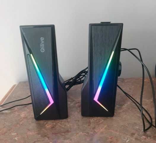 Colunas de som Qilive gaming c/ iluminação LED RGB dynamic