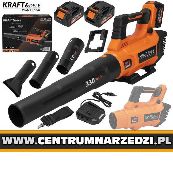 KRAFTDELE Dmuchawa Akumulatorowa Do Liści 330km/h 2x4Ah Akumulator 21V KD3446