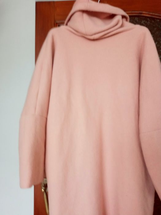 Kardigan XXL rozowy zamek kaptur