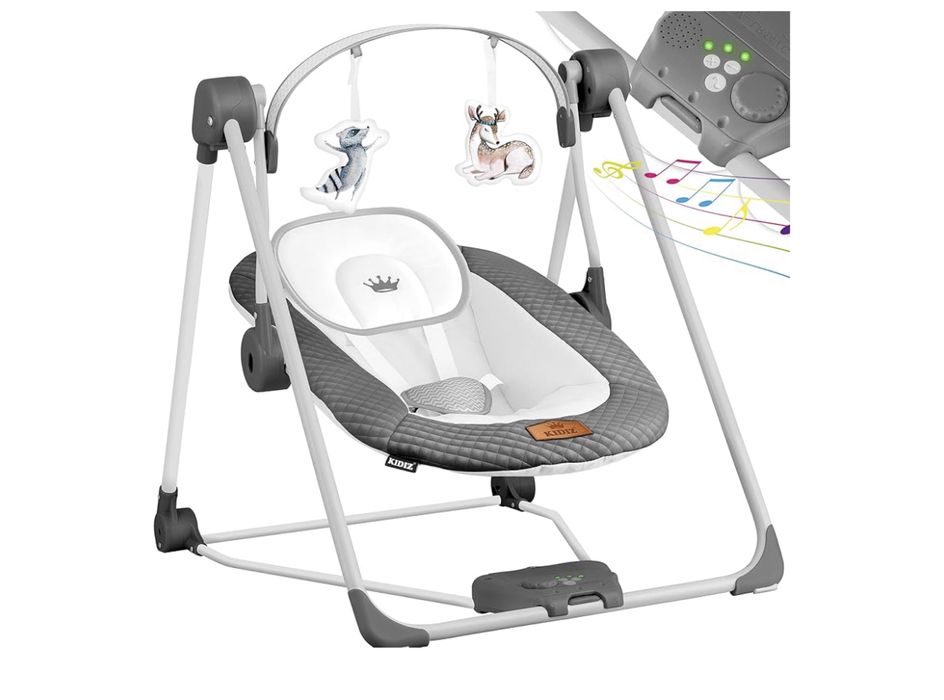 KIDIZ® Huśtawka dla niemowląt z 5 ustawieniami prędkości, składana