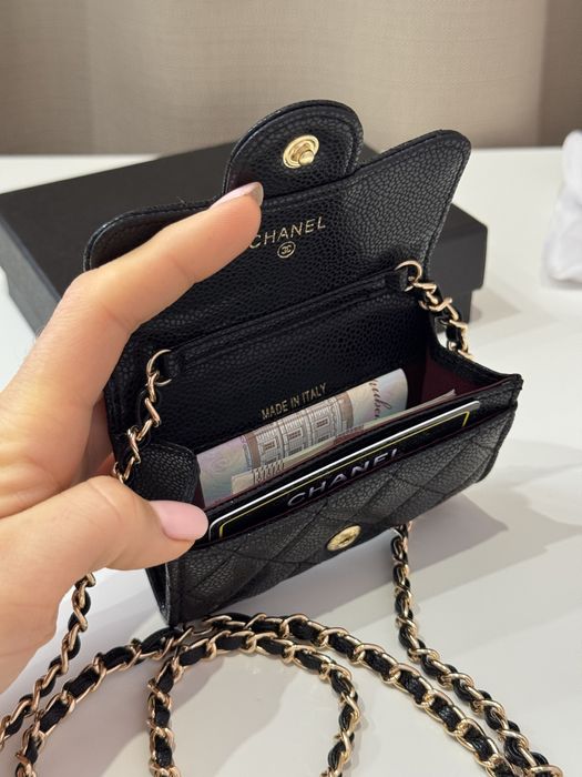Мікро-сумочка гаманець на ланцюжку Chanel шанель на пояс шкіра міні