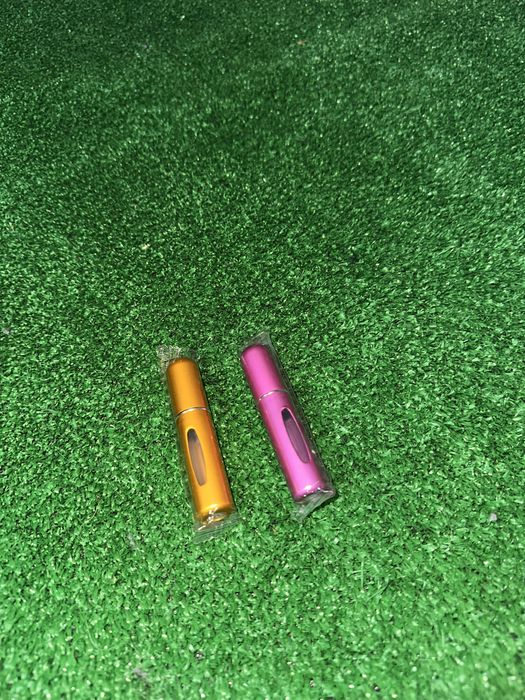 Perfumes viagem mini metalizados laranja/rosa – NOVOS!