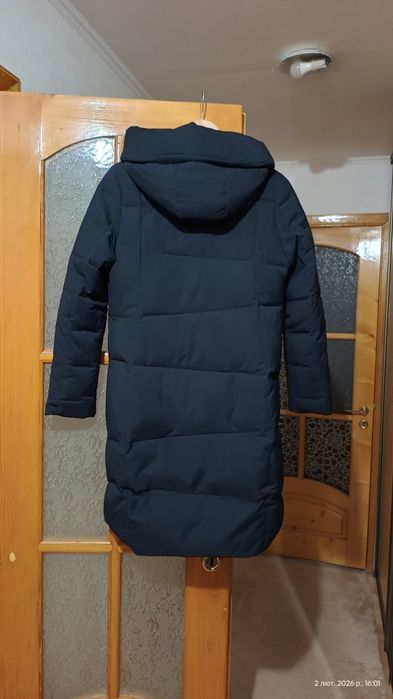 Жіноча зимова куртка S, довга, темно-синя