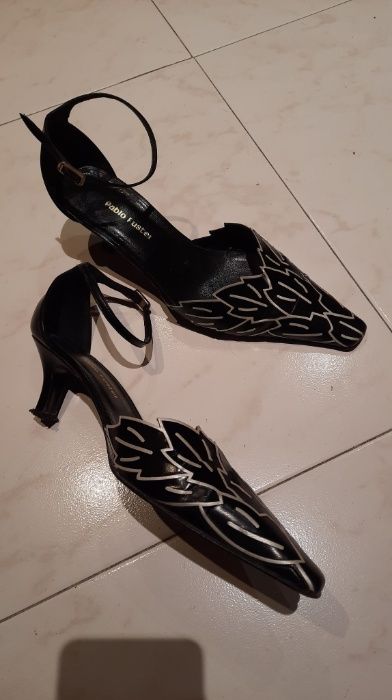 Sandálias pretas pele com motivos brancos nº 38 Pablo Fuster