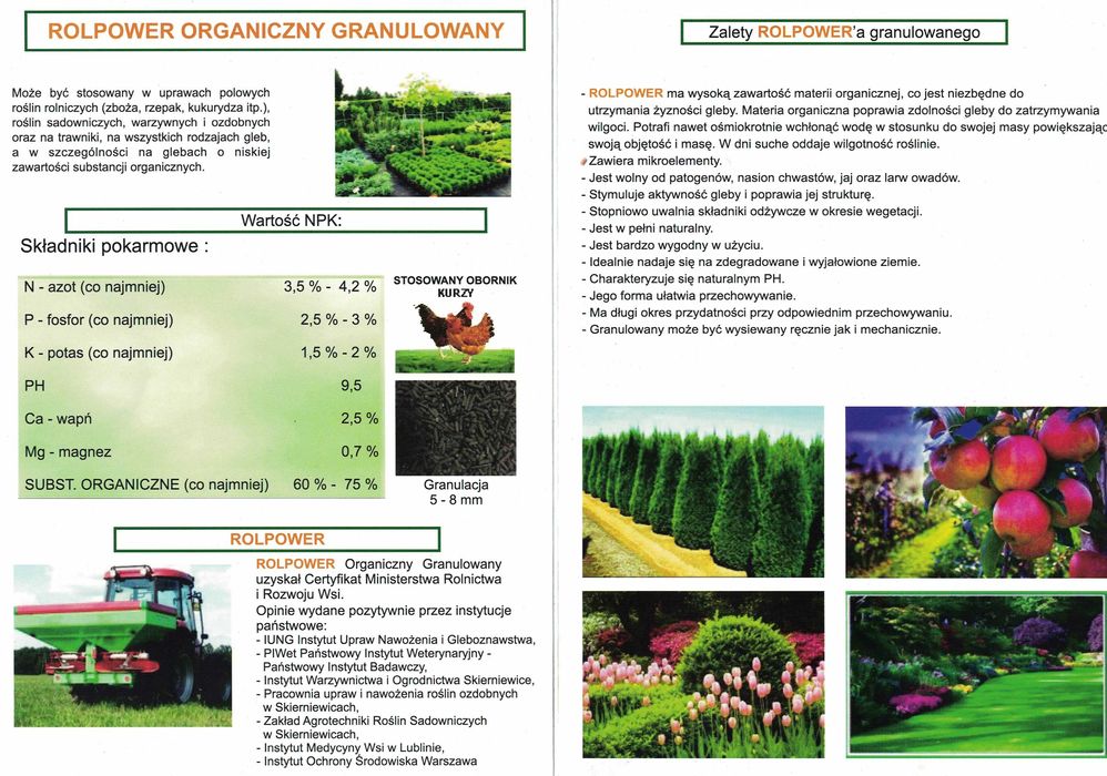 Nawóz naturalny obornik granulowany workowany, warzywa trawa krzewy