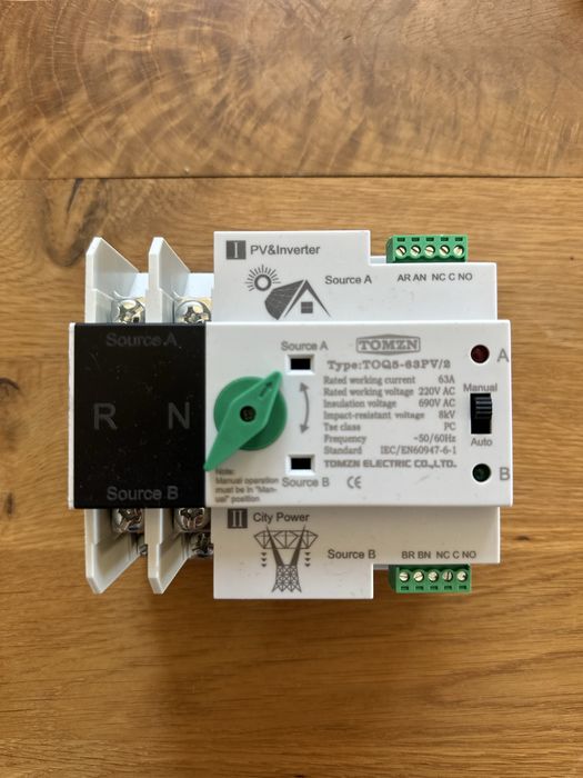 Automatyczny przełącznik zasilania ATS 2 biegunowy panele-sieć