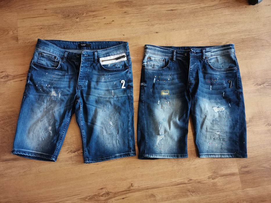 Krótkie spodenki, jeans, powycierane  rozmiar 31