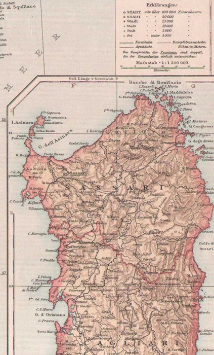 Sycylia Sardynia Malta piękna stara mapa 1893 r. oryginał
