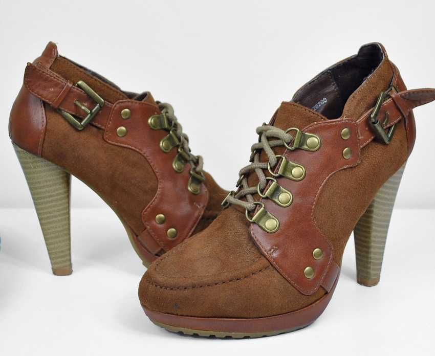 JESIENNE BOTKI NA OBCASIE sznurowane wygodne na podsuwce 36