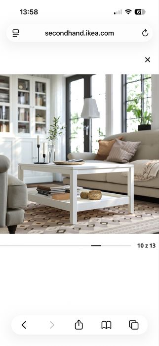 IKEA HAVSTA – biały stolik kawowy 100×75 cm – lite drewno