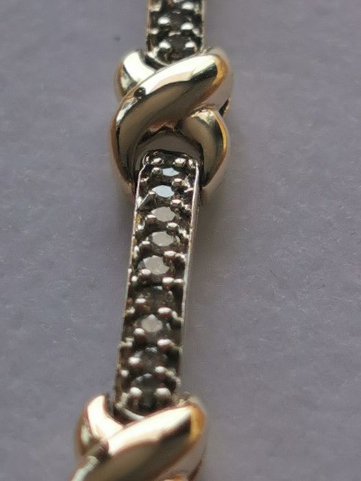 Bransoleta  damska ZŁOTO Białe żółte  diamenty  19cm