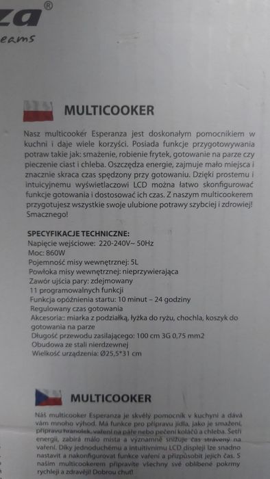 Multicooker marki Esperanza