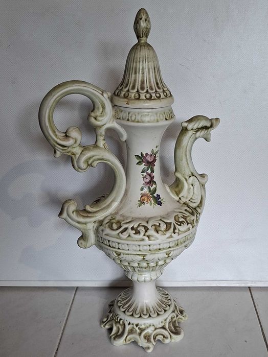 Soberbo Jarrão de Cerâmica, antigo, pintado à mão - 50cm