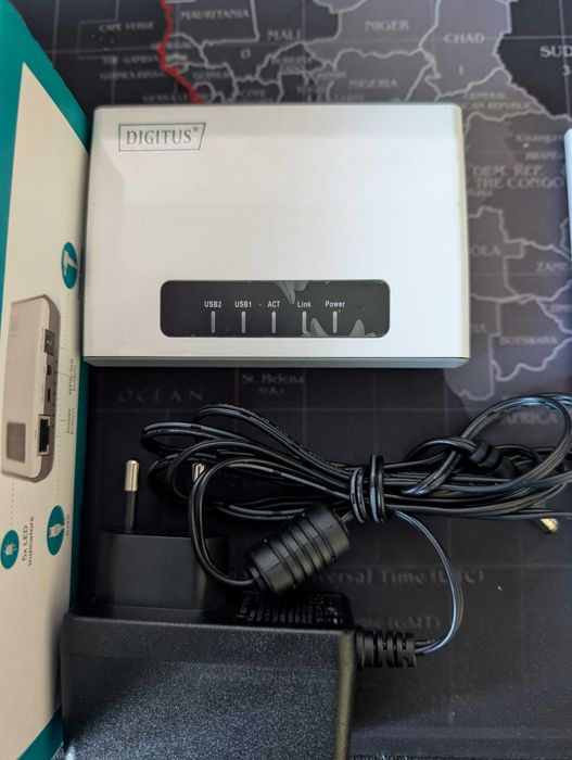 DIGITUS 2-portowy, bezprzewodowy, serwer sieciowy USB 2.0, 300 Mbps