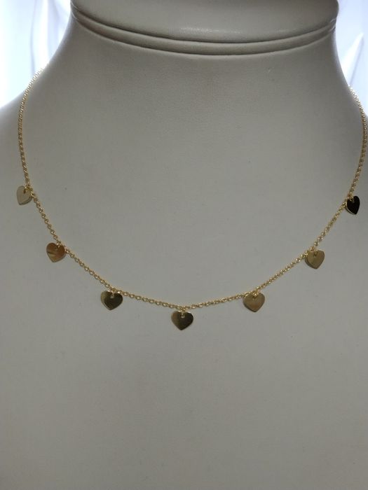 Srebrny łańcuszek  Serduszka pozłacany, srebro 925 długość 40-45cm