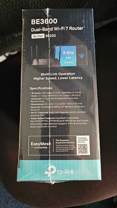 Маршрутизатор TP-LINK Archer BE220 WiFi7 / BE3600 / 1Гбіт/с