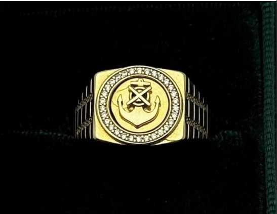 Stylowy Męski Złoty Pierścień Sygnet Kotwica 5,41G P585 R23