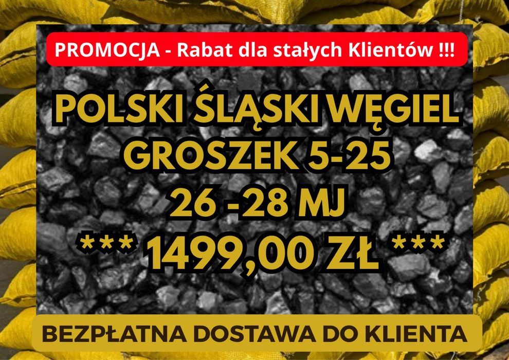 ŚLĄSKI GROSZEK:Polski Węgiel 5-25, 26-28MJ-Bezpłatna Dostawa!