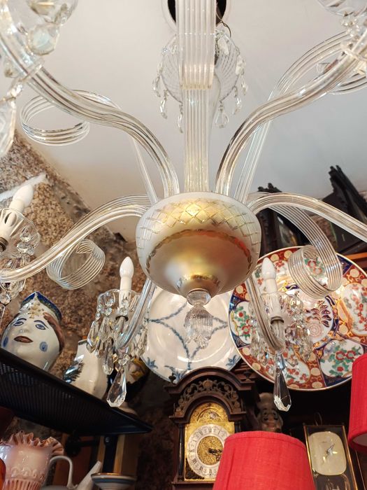 Lustre Estilo Veneziano Vidro Murano 6 Lâmpadas