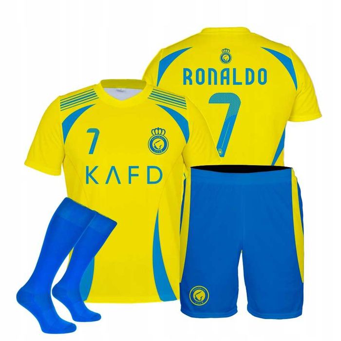 Strój / komplet piłkarski RONALDO AL NASSR 7 + getry rozm. 146