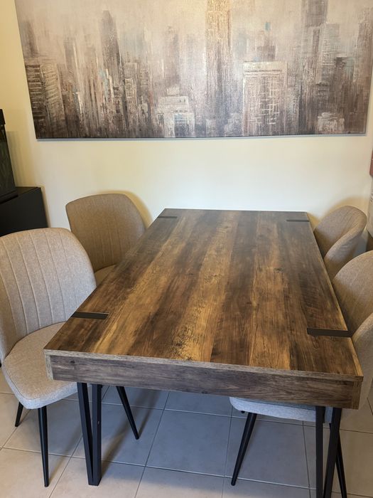 Mesa de Jantar BRAMS + 4 Cadeiras RORY – Feira dos Sofás