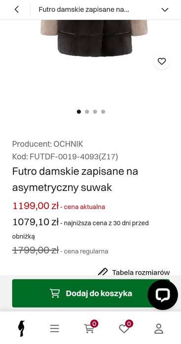 OCHNIK, futerko z królika, rozmiar S
