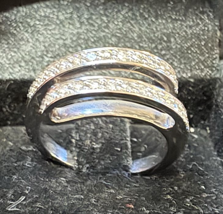 Кольцо с бриллиантами / двойная дорожка /