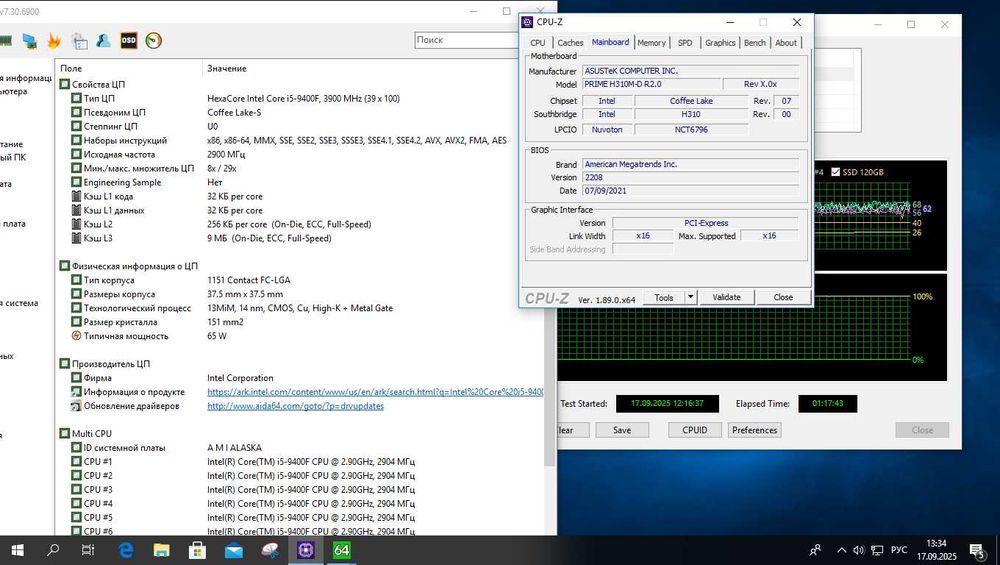 Комплект 6 ядер s1151 ASUS PRIME H310M-D + I5 9400F +16GB DDR4 M2 slot
