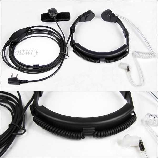 Laringofone PTT Auricular Ajustável Silicone p/Baofeng Kenwood Retevis