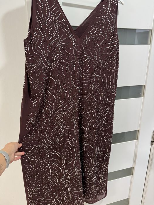 Святкова шоколадна сукня зі стразами XL