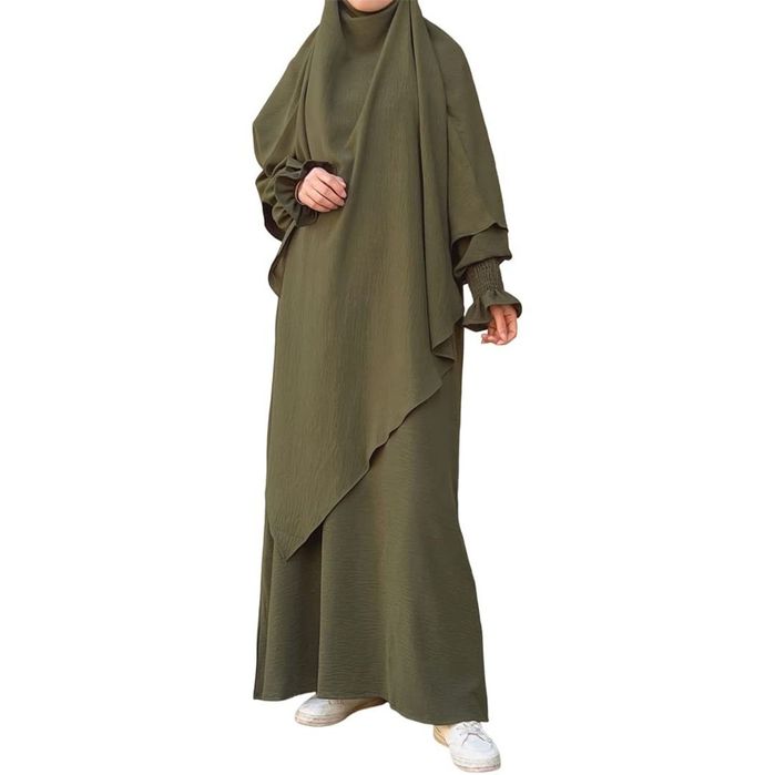 Nowy khimar muzułmański (dżilbab jednoczęściowy) chusta modlitewna khaki