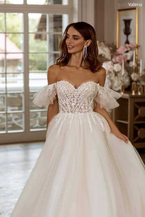 Suknia ślubna Valeria XS/S gorset rękawki Ivory