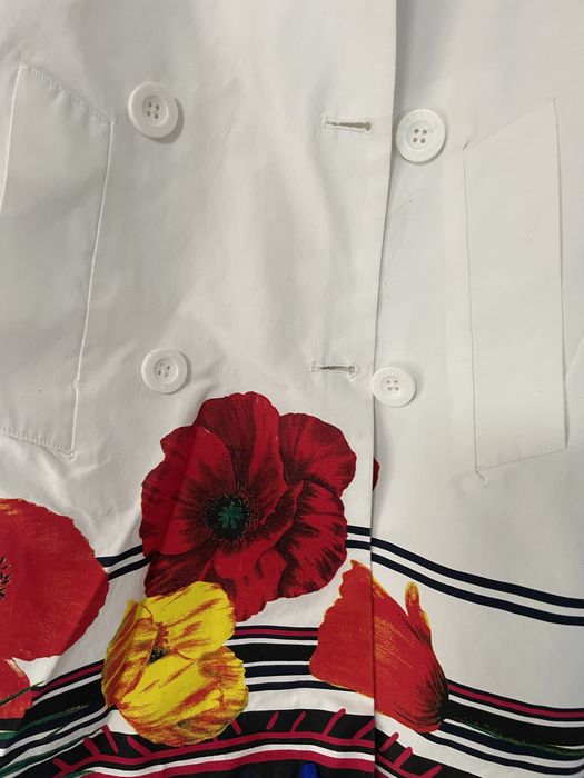 Plaszcz jesienny desigual bialy w print kwiaty 38 M