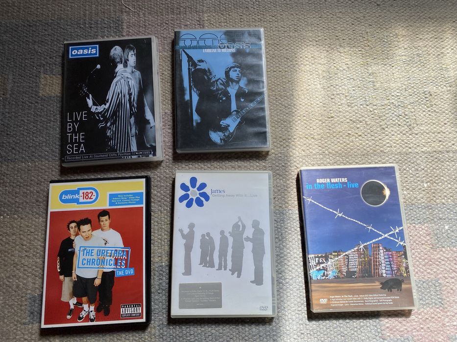 Lote 5 DVDs Música – Oasis, Blink-182, James e Roger Waters