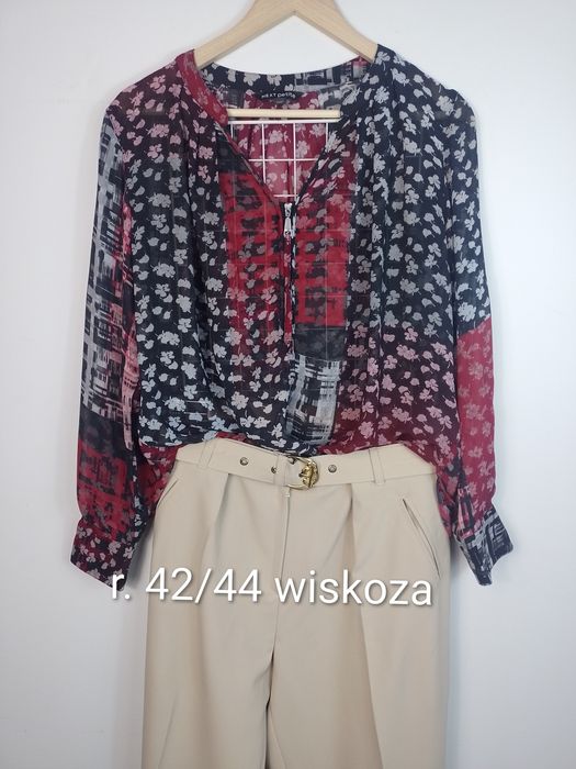 Bluzka NEXT Petite we wzór patchworkowy kwiatowo-geometryczny, czerń,