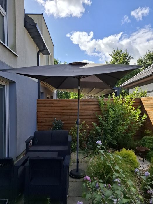 Zestaw mebli ogrodowych CORFU + parasol – stół, ławka, 2 fotele
