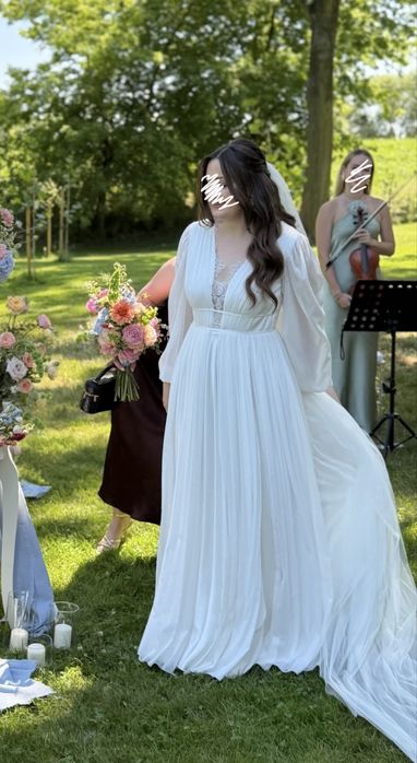 Suknia ślubna Stachowska Pracownia model Livia + welon 2,7m | jedwab naturalny | rozmiar M