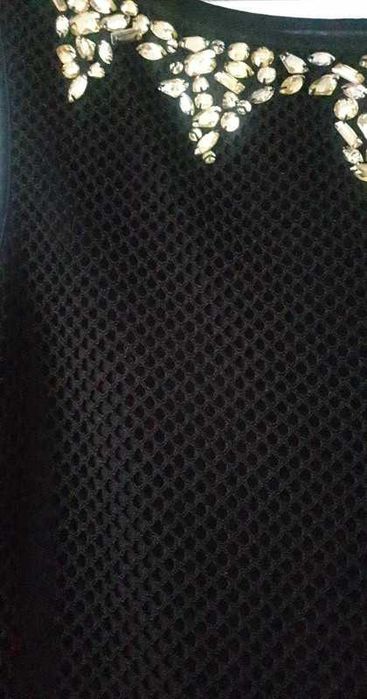 Czarna, siateczkowa sukienka z ozdobami Calzedonia S/M