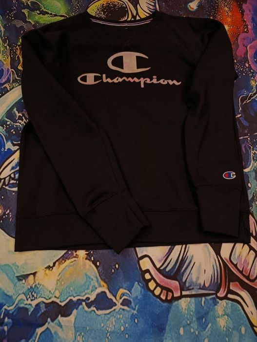 Bluza Champion L czarna duże logo stan bardzo dobry