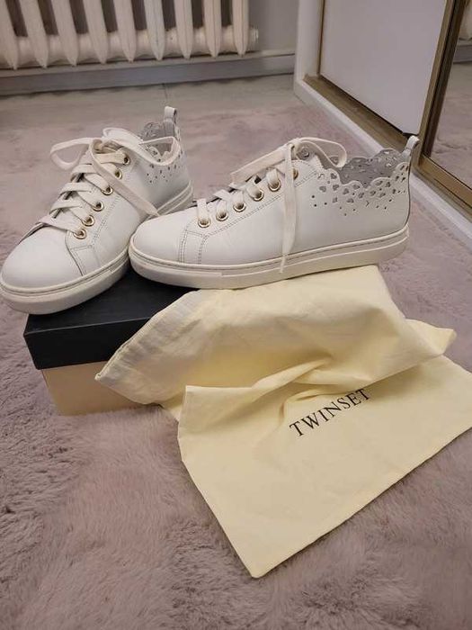 Białe sneakersy Twinset cs8tfy 39 skóra