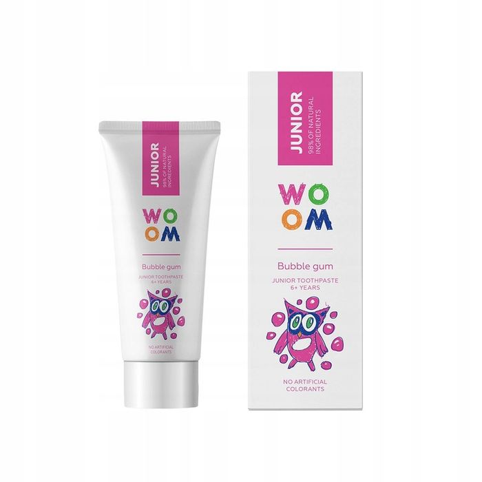 Woom Junior pasta do zębów dla dzieci 6+ lat Guma Balonowa 50ml