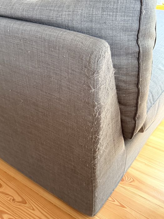 Sofa z szezlongiem szary używany IKEA narożnik