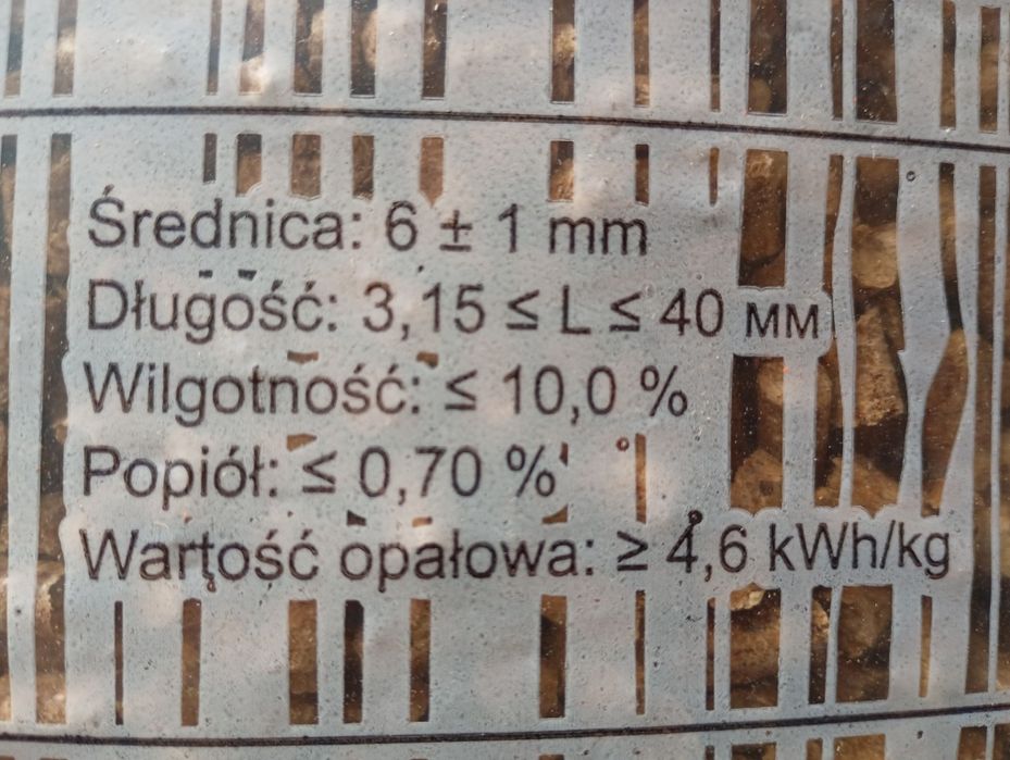 Pellet 6 mm Certyfikat ENplus A1 zgodny z ISO