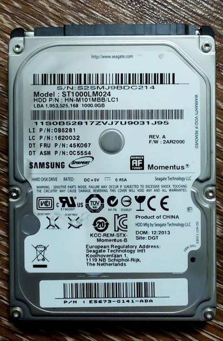 SSD/HDD  512Gb/1TB