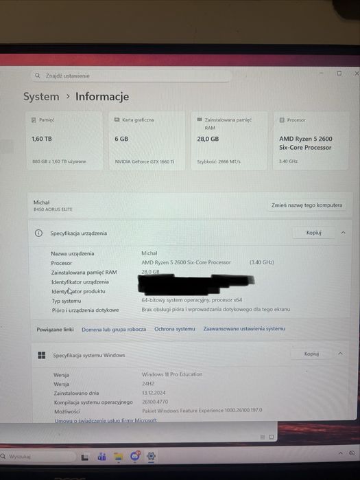 Komputer stacjonarny AMD Ryzen, GTX 1660TI